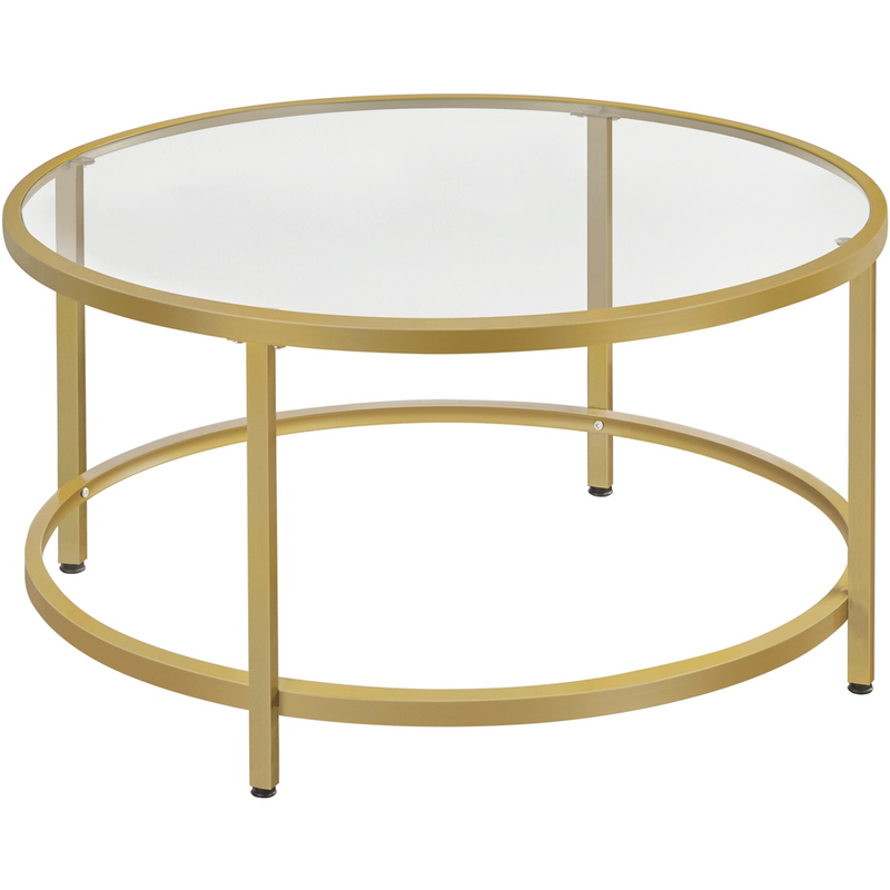 Yaheetech Round Glass Coffee Table