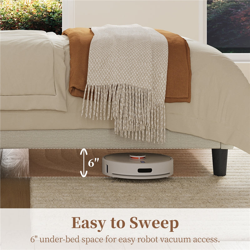 Yaheetech Twin Upholstered Bed Frame with Wing Side
