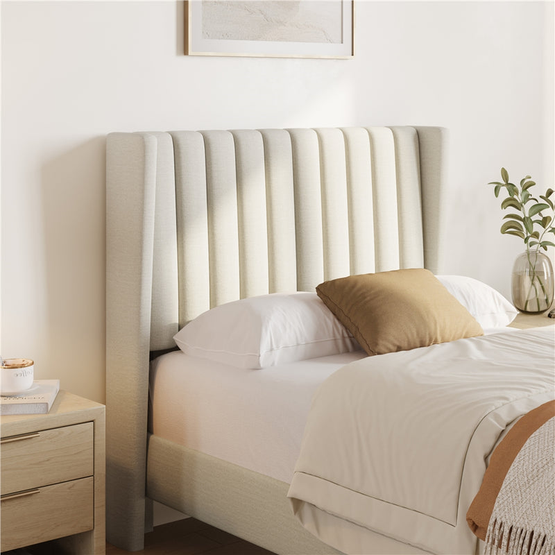 Yaheetech Twin Upholstered Bed Frame with Wing Side