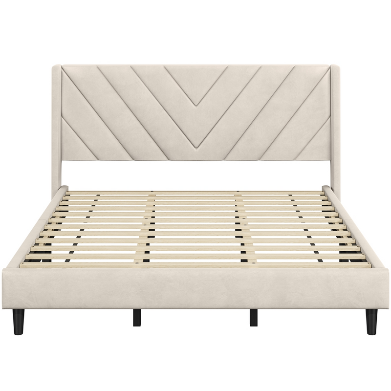 Yaheetech King Velvet Upholstered Bed Frame with Headboard