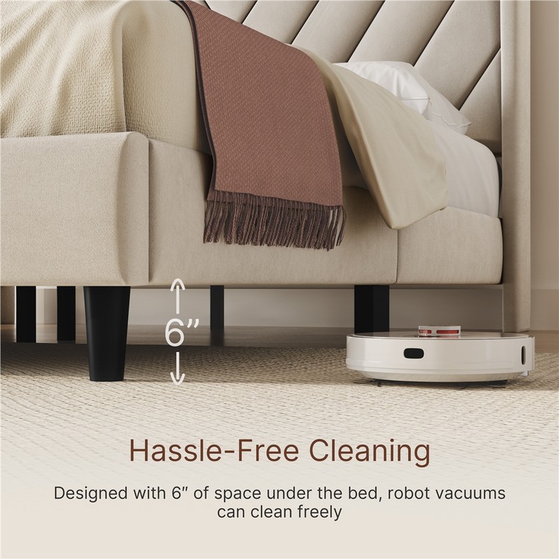 Yaheetech King Velvet Upholstered Bed Frame with Headboard