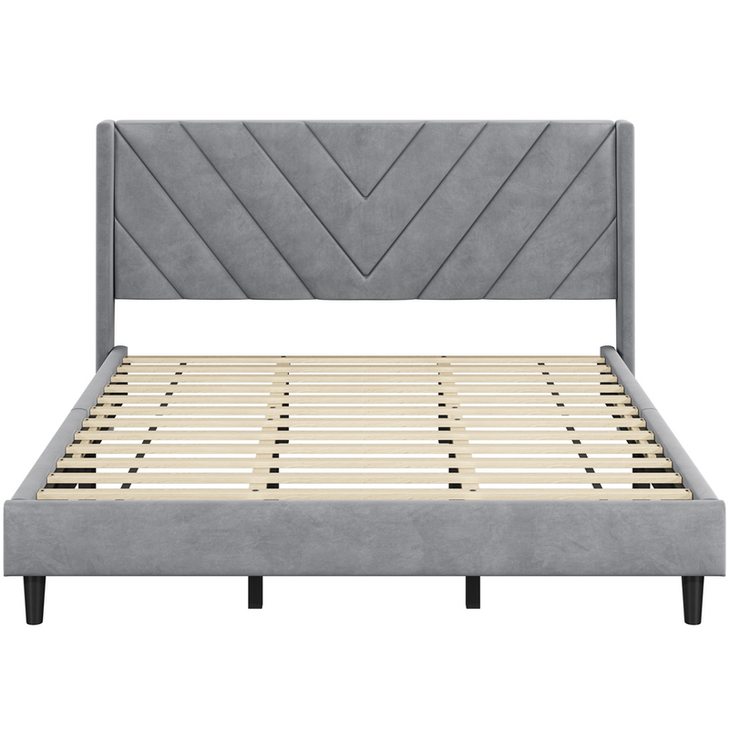 Yaheetech King Velvet Upholstered Bed Frame with Headboard