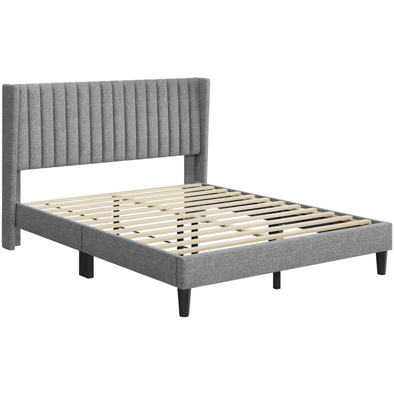 Yaheetech Bed Frame Upholstered Platform Bed with Fabric Headboard