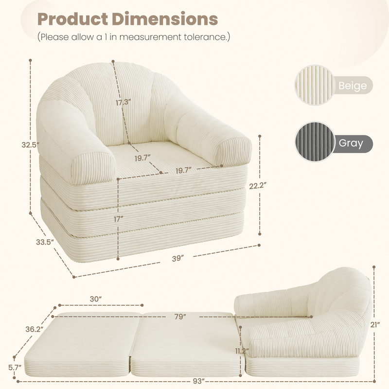 Yaheetech Folding Sofa Bed