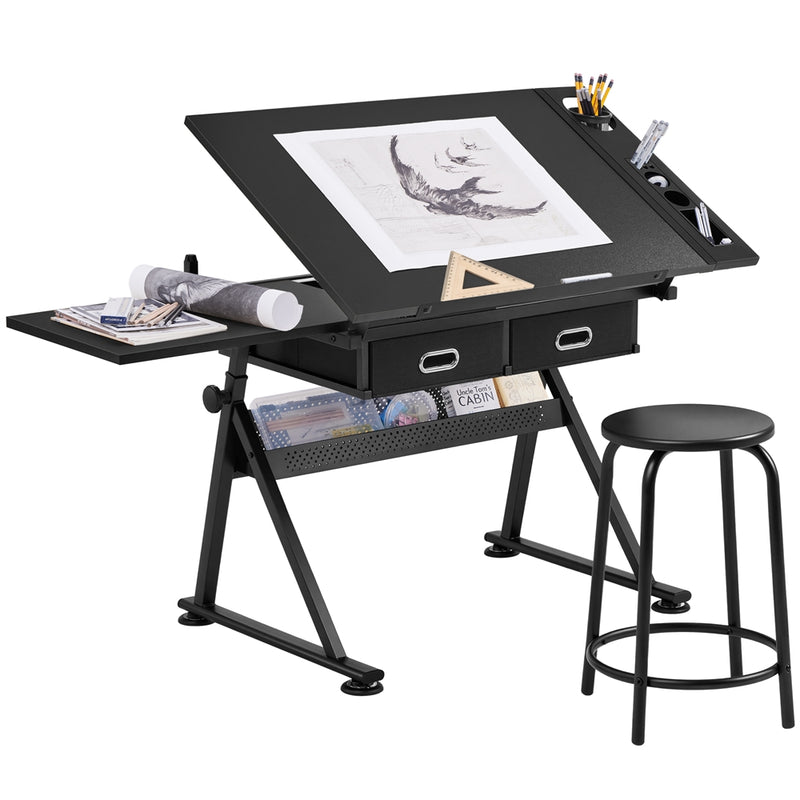 Yaheetech Adjustable Drawing&Drafting Table & Stool Set