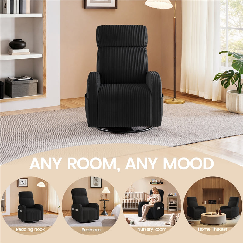Yaheetech Corduroy Swivel Nursery Glider Chair