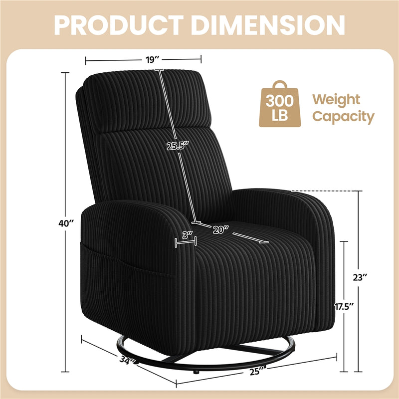 Yaheetech Corduroy Swivel Nursery Glider Chair