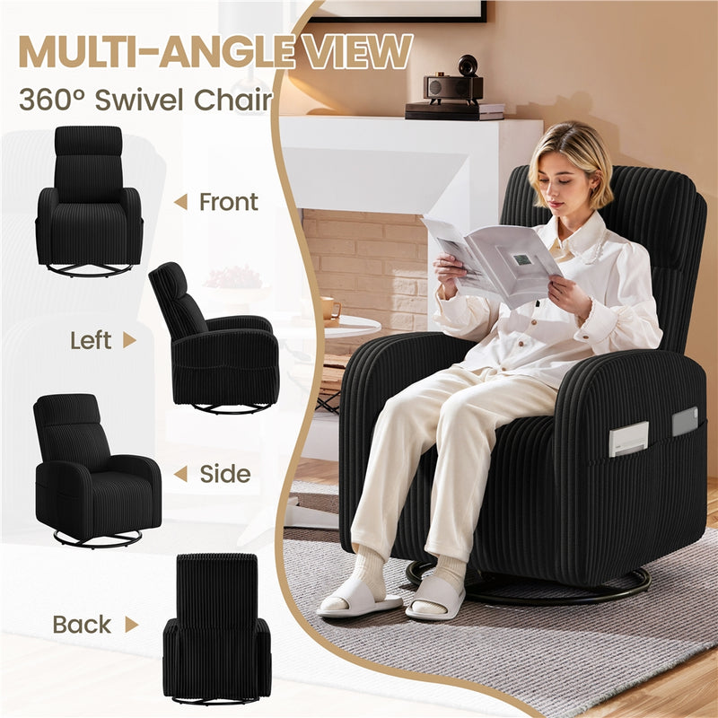 Yaheetech Corduroy Swivel Nursery Glider Chair