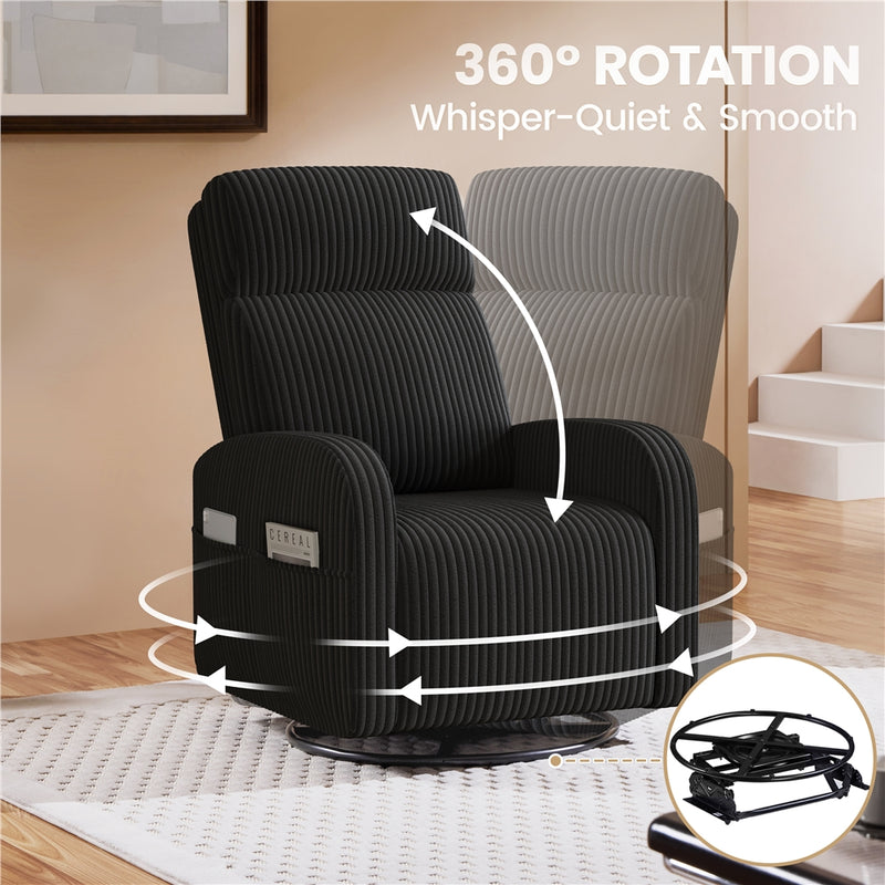 Yaheetech Corduroy Swivel Nursery Glider Chair