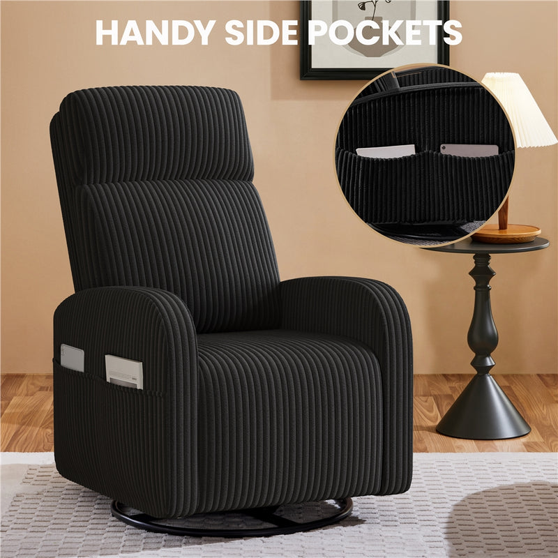 Yaheetech Corduroy Swivel Nursery Glider Chair