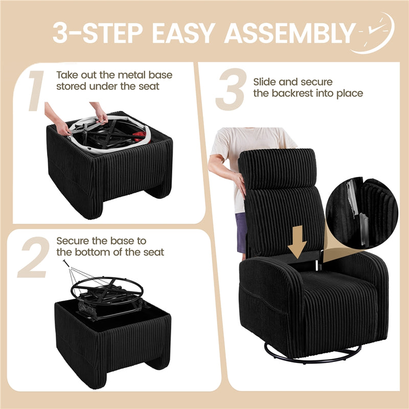 Yaheetech Corduroy Swivel Nursery Glider Chair