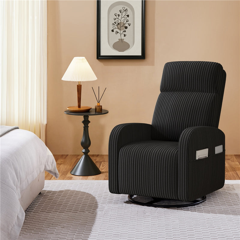 Yaheetech Corduroy Swivel Nursery Glider Chair