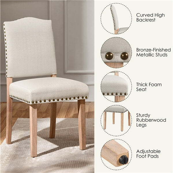 Yaheetech Dining Room Chair Fabric Parsons Chairs with Nailhead Trim