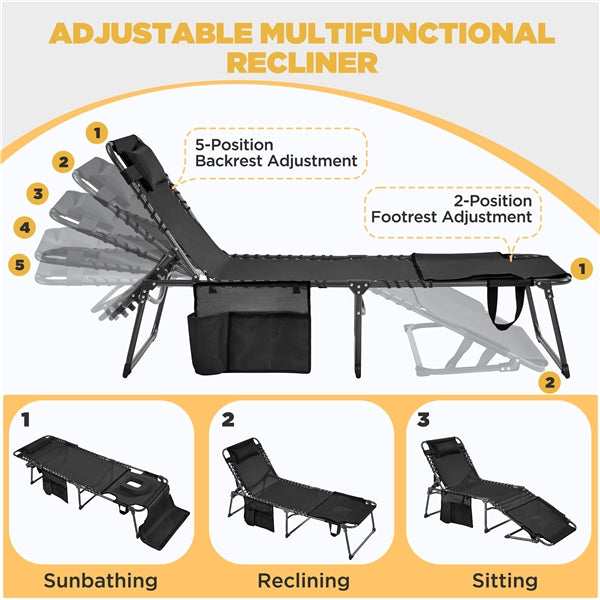 Yaheetech 5 Position Folding Tanning Chair