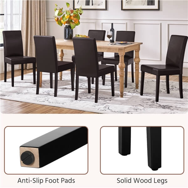 Yaheetech Dining Chairs Set of 6 Faux Leather