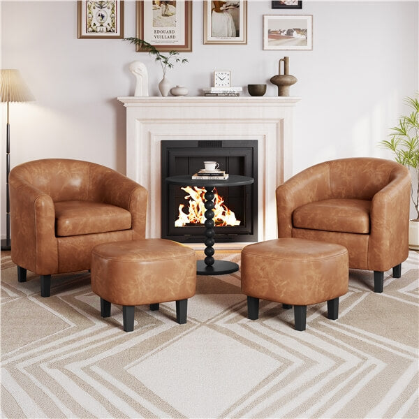 Yaheetech Accent Chair with Ottoman Foot Rest