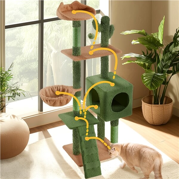 59.5″ H Cactus-Design Cat Tree for Indoor Cats