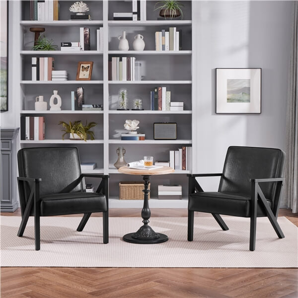 Yaheetech Faux Leather Armchair with Z-shaped Wood Legs