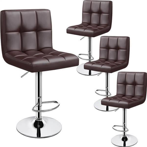 Yaheetech Adjustable PU Leather Swivel Barstools