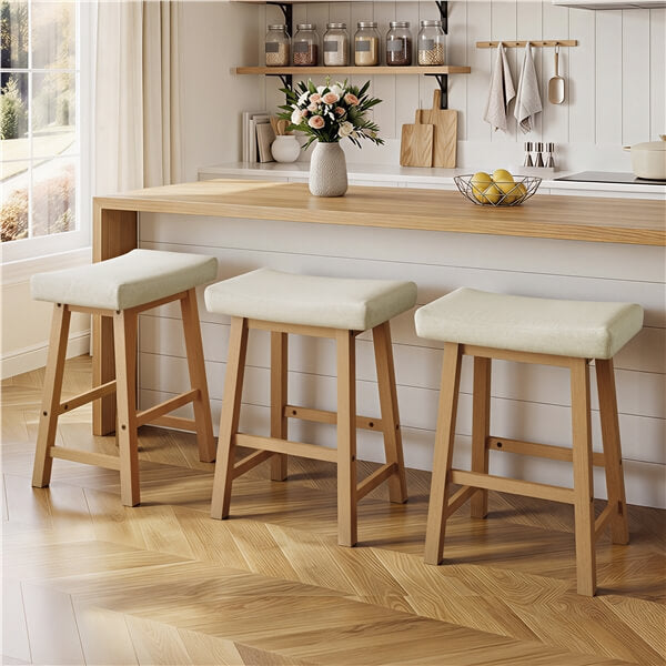 Set of 3 Farmhouse Counter Height Bar Stools