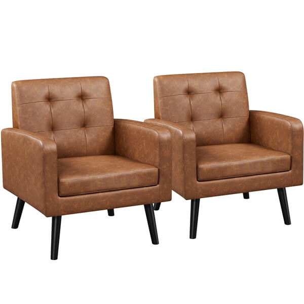 Yaheetech  Mid Century Modern Faux Leather Arm Chair