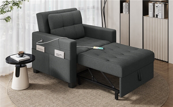 Yaheetech Sleeper Chair Convertible Chair Bed Fabric Futon Sofa Bed