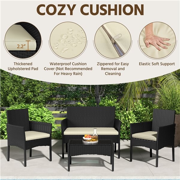 Yaheetech Patio Furniture Set 4 Pieces Conversation Sets