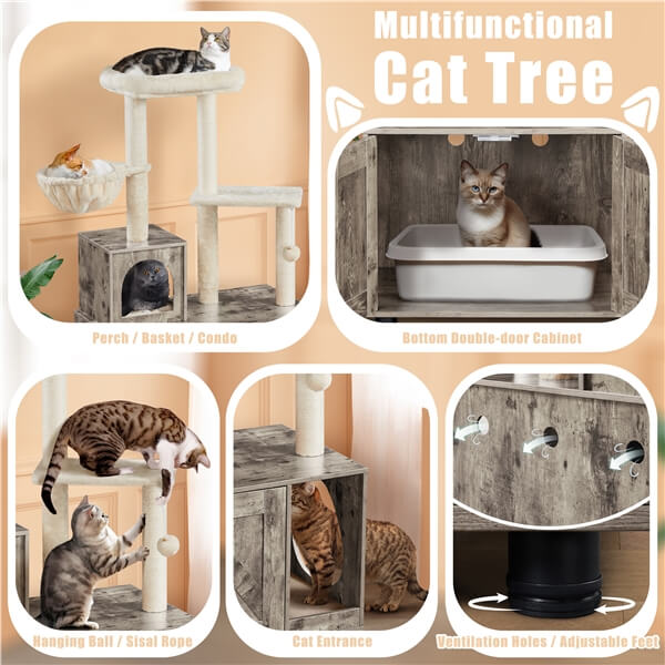 Yaheetech Litter Box Enclosure with Cat Tree