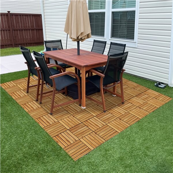 Yaheetech 27pcs Acacia Wood,Interlocking Deck Tiles
