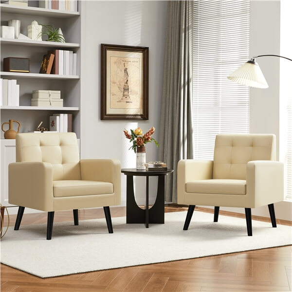 Yaheetech  Mid Century Modern Faux Leather Arm Chair
