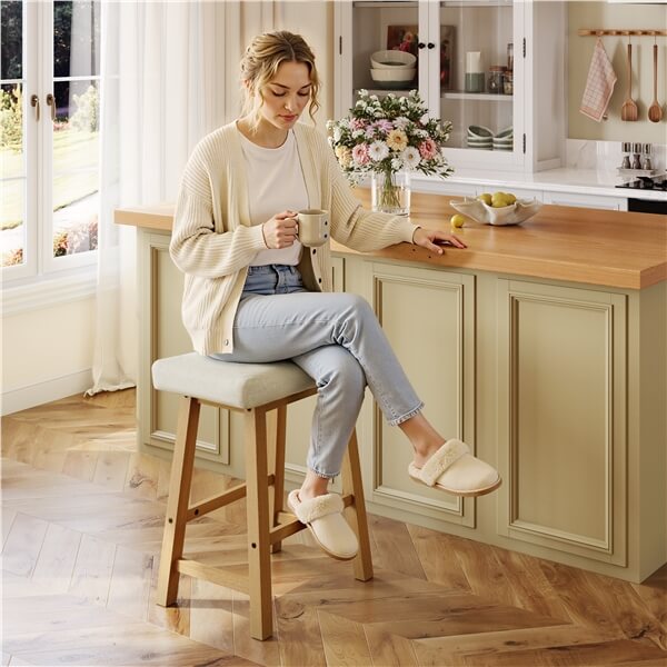 Set of 3 Farmhouse Counter Height Bar Stools