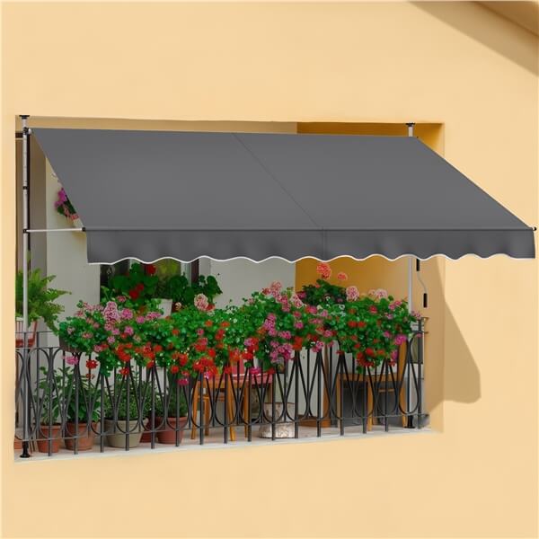 Yaheetech Manual Retractable Awning with Adjustable Angle & Height
