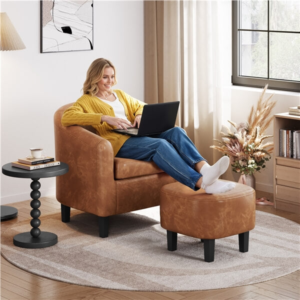 Yaheetech Accent Chair with Ottoman Foot Rest