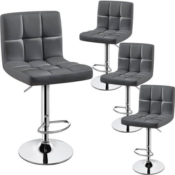 Yaheetech Adjustable PU Leather Swivel Barstools