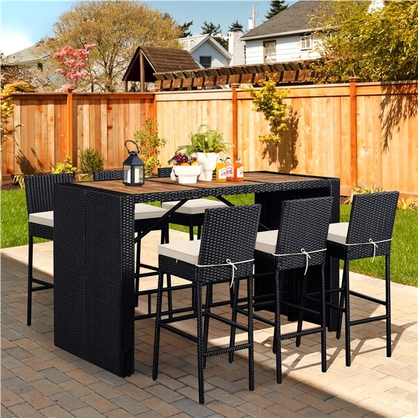 Yaheetech 7-Piece Outdoor Bar Set Table and Chairs