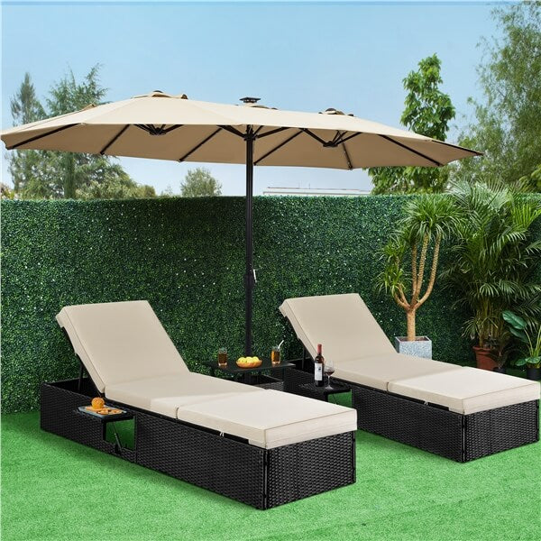 Yaheetech 13 ft Large Patio Umbrella with Solar Lights Double-Sided