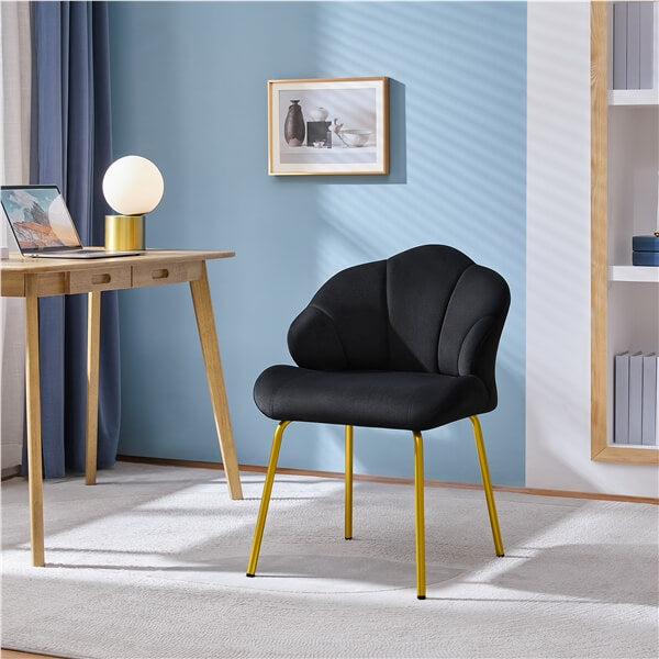 Yaheetech Velvet Accent Chair with Shell-Shaped Backrest