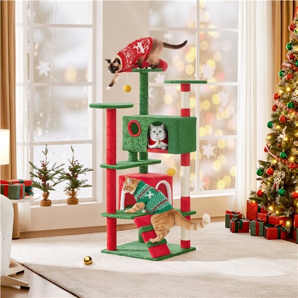 54.5'' Tall Cat Tree Condo Kitten Tree Tower