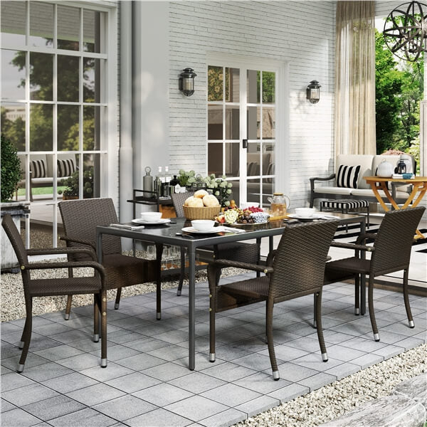 Yaheetech Set of 2 PE Outdoor Rattan Chair