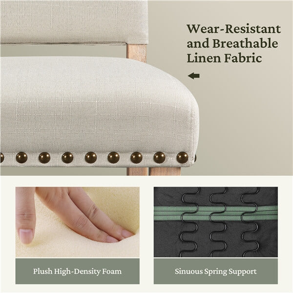 Yaheetech Dining Room Chair Fabric Parsons Chairs with Nailhead Trim