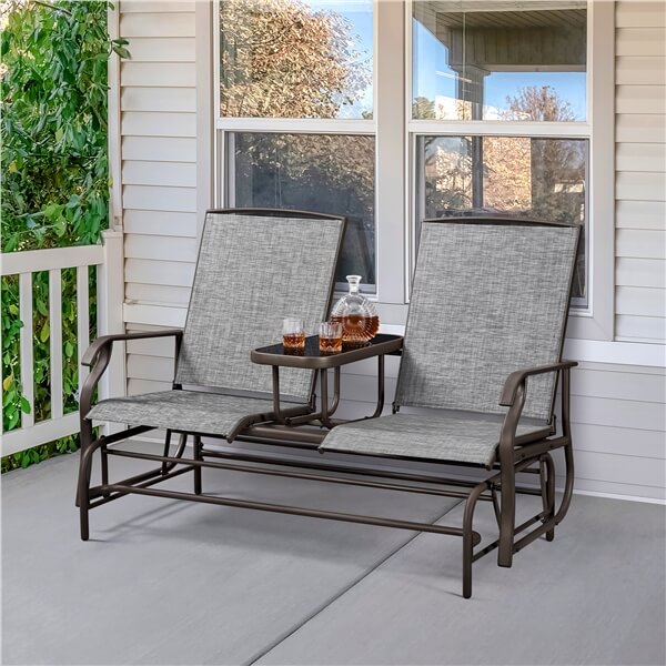 Yaheetech 2-Seat Outdoor Glider with Center Table
