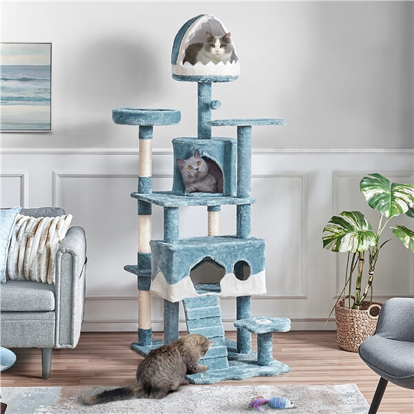 Yaheetech 72.5in Ocean-Themed Large Cat Tree