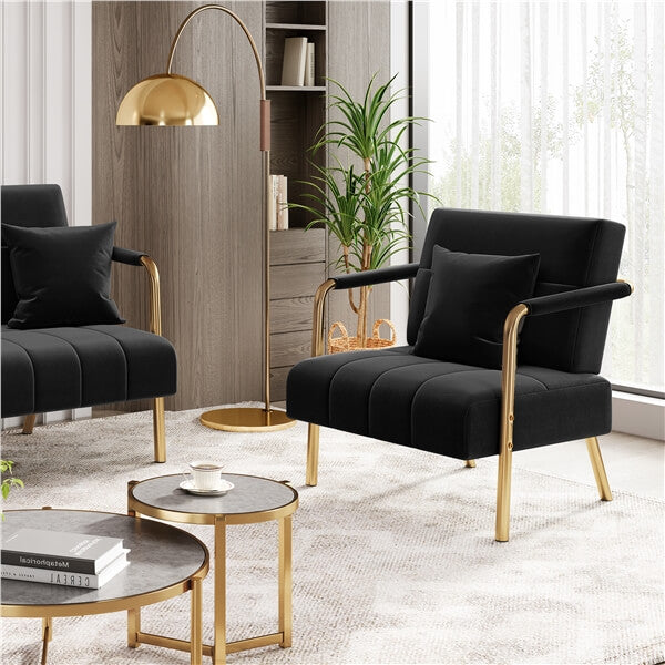 Yaheetech 30″ W Velvet Accent Armchair with Cozy Pillow