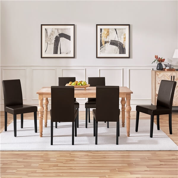Yaheetech Dining Chairs Set of 6 Faux Leather