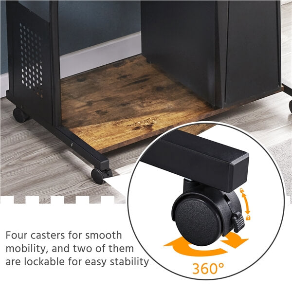 Yaheetech 3 Tiers Rolling Computer Desk on Wheels