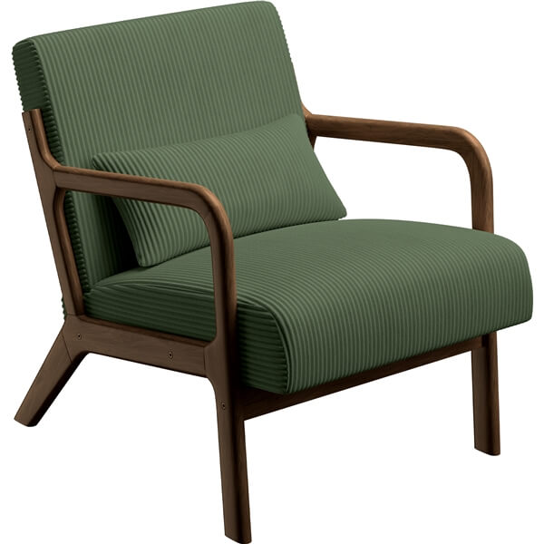 Yaheetech Corduroy Accent Chair with Solid Wood Legs & Armrests