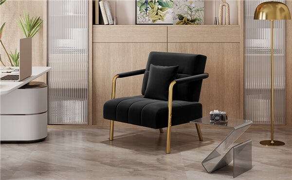 Yaheetech 30″ W Velvet Accent Armchair with Cozy Pillow