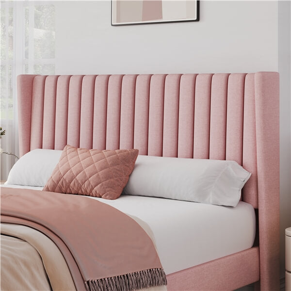 Queen Upholstered Bed Frame with Wing Side