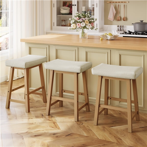 Set of 3 Farmhouse Counter Height Bar Stools