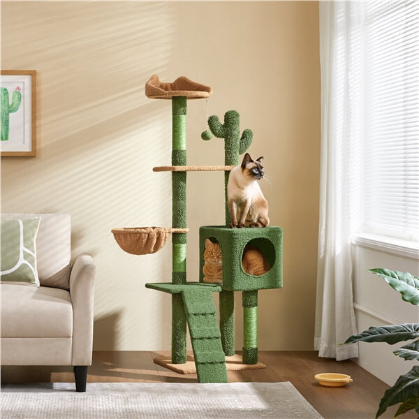 59.5″ H Cactus-Design Cat Tree for Indoor Cats